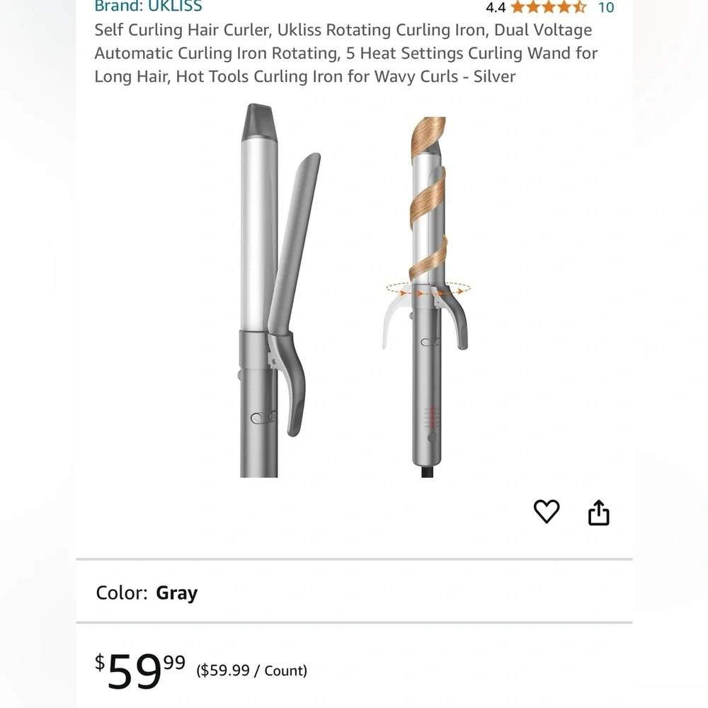 Self Curling Hair Curler, Automatic Curling Iron, 5 Heat Settings Curling Wand